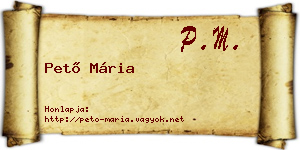 Pető Mária névjegykártya